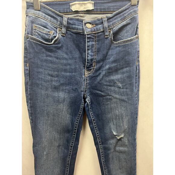 Free People Jeans Size 25 Great Heights Cropped Fringe Hem Distressed Low Rise - Picture 9 of 16